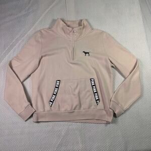 Victoria’s Secret PINK Quarter Zip Pullover Sweater Light Pink Women's Lg Preppy